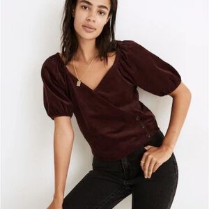 Madewell Deep Burgundy Wrap Blouse